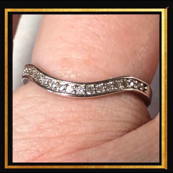 Jewelry - SOLD!!!! Curved 5A Wedding Ring set in Platinum